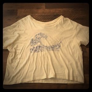 Pale Yellow Others Follow Cropped Wave Tee